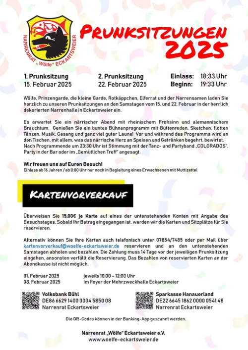 PRUNKSITZUNGEN NARRENRAT WLFE ECKARTSWEIER